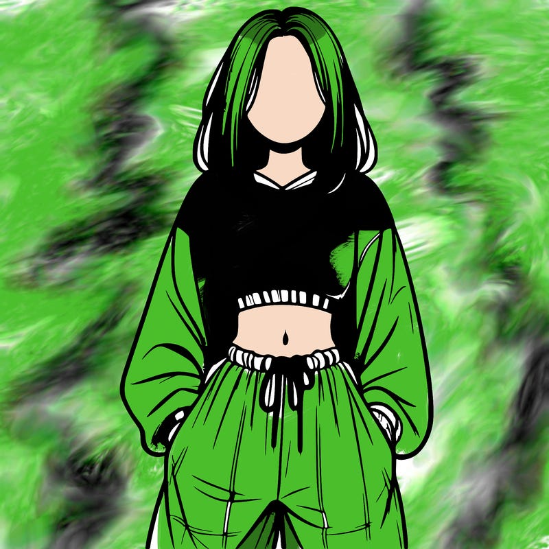 realistic girl faceless with baggy pants and a crop top