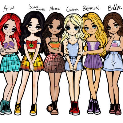 a group of girls realistic