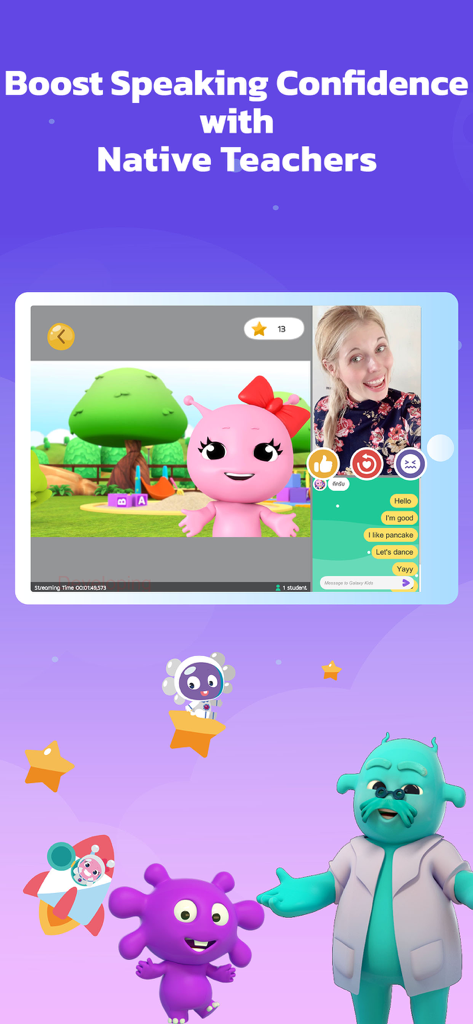 Galaxy Kids - Learning English - Galaxy Kids Englischlern-App mit interaktiven Lektionen mit Muttersprachenlehrern