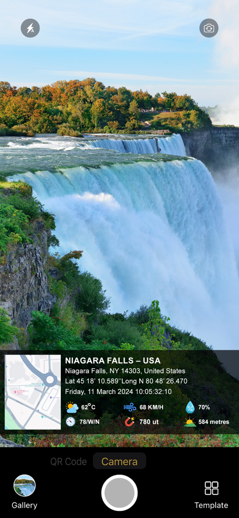 Gps Map Camera - Timestamp - Niagara Falls photo with GPS map location and timestamp watermark