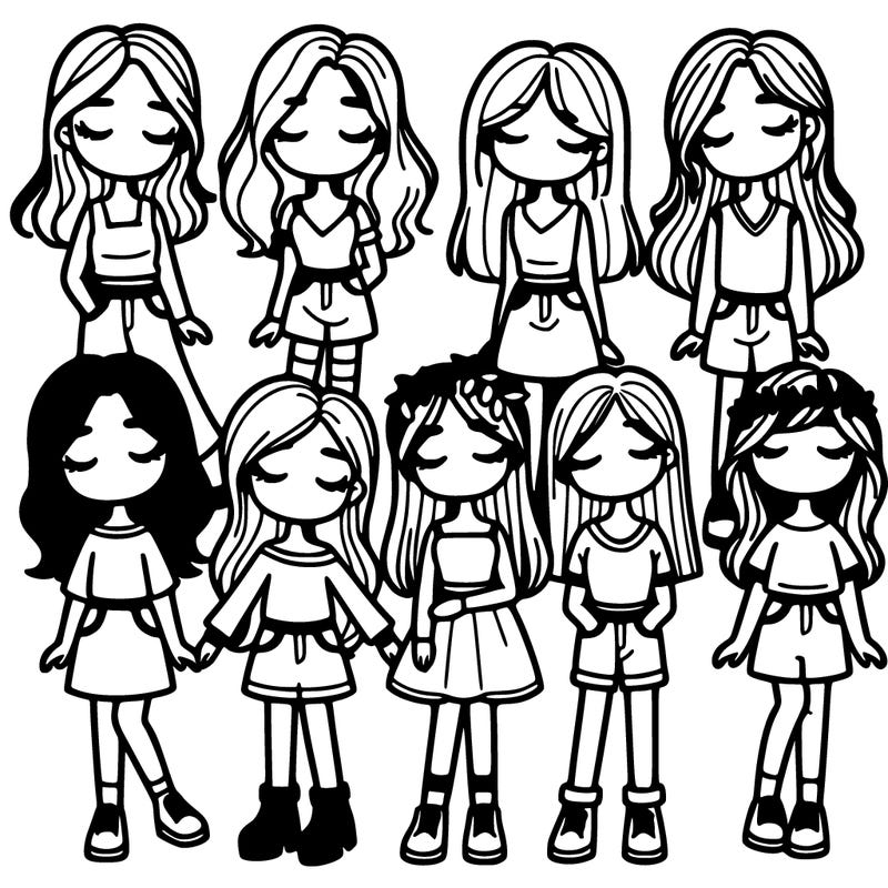 a group girls with their eyes closed full body