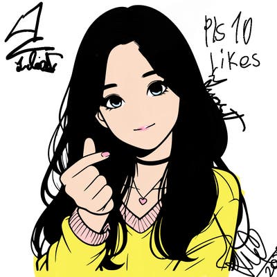 realistic girl making a korean heart