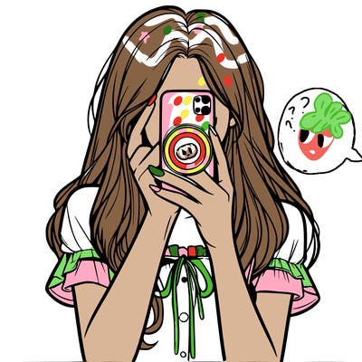 a realistic girl holding her phone taking pictures