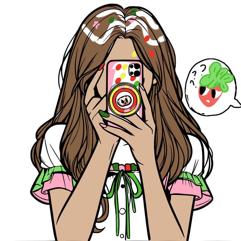 a realistic girl holding her phone taking pictures