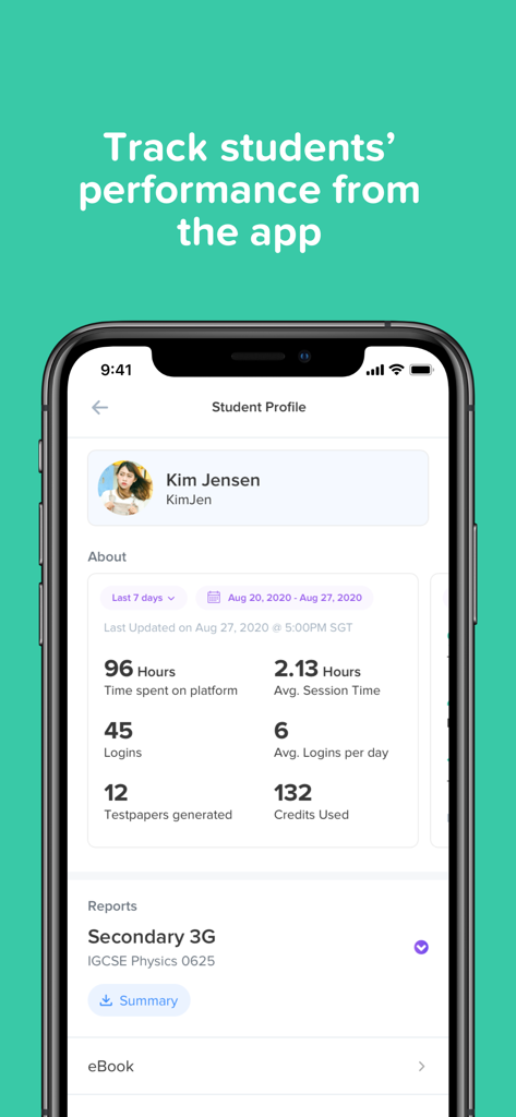 Alston Digital - Página de perfil do aluno Alston Digital mostrando acompanhamento de desempenho acadêmico e estatísticas de aprendizado
