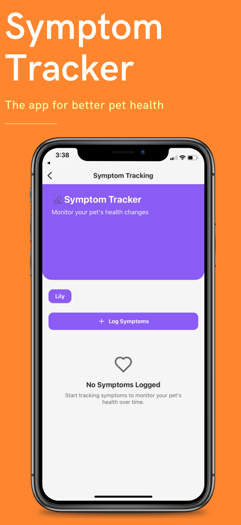 Pet Meds Reminder - ペットの健康の変化を監視するためのPet Meds Reminderアプリの症状追跡画面