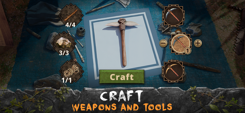 Survival Island: EVO Adventure - Crafting-Oberfläche für Waffen und Werkzeuge in Survival Island EVO Adventure