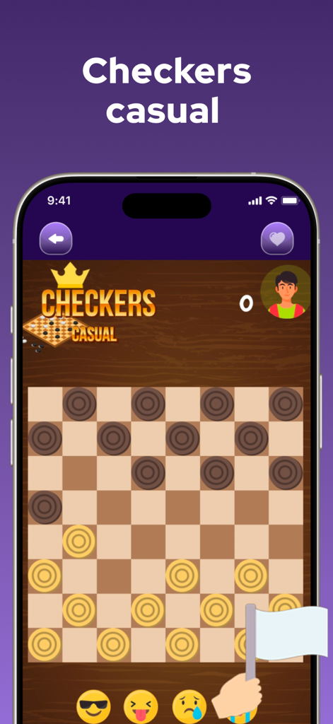 Offline Puzzle Games - No WiFi - Casual checkers board game interface within the Offline Puzzle Games app.