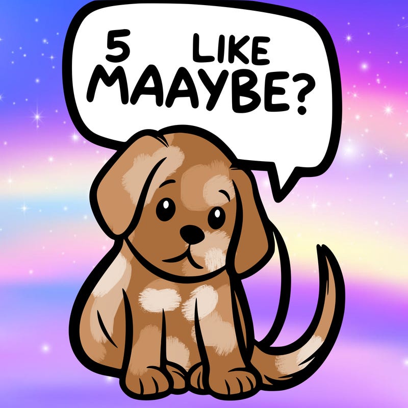 a puppy that says 5 like maybe