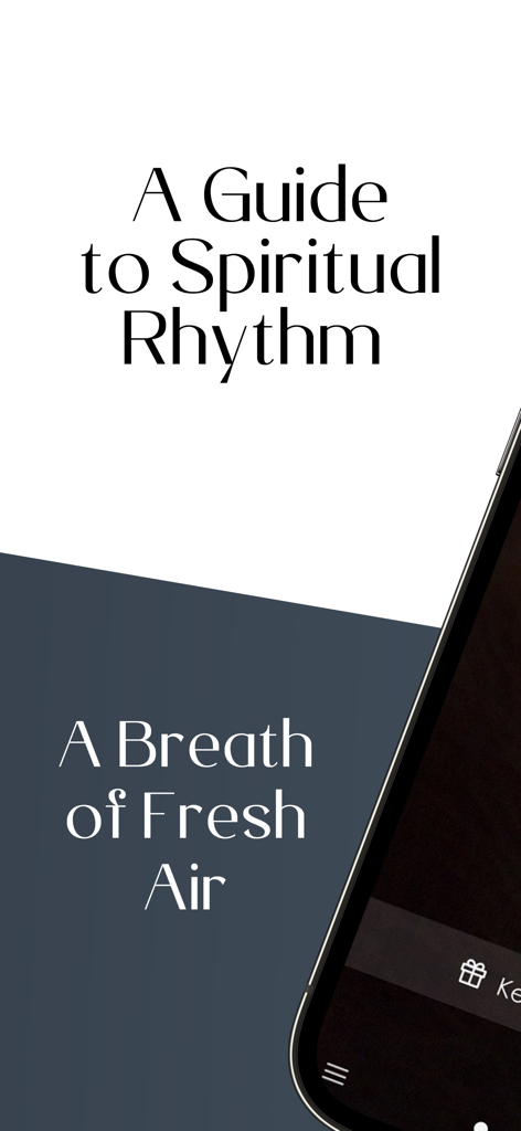 Daily Prayer App - Daily Prayer app promotional screen with text reading A Guide to Spiritual Rhythm and A Breath of Fresh Air