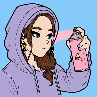 a realistic girl, spray painting