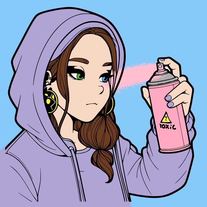 a realistic girl, spray painting