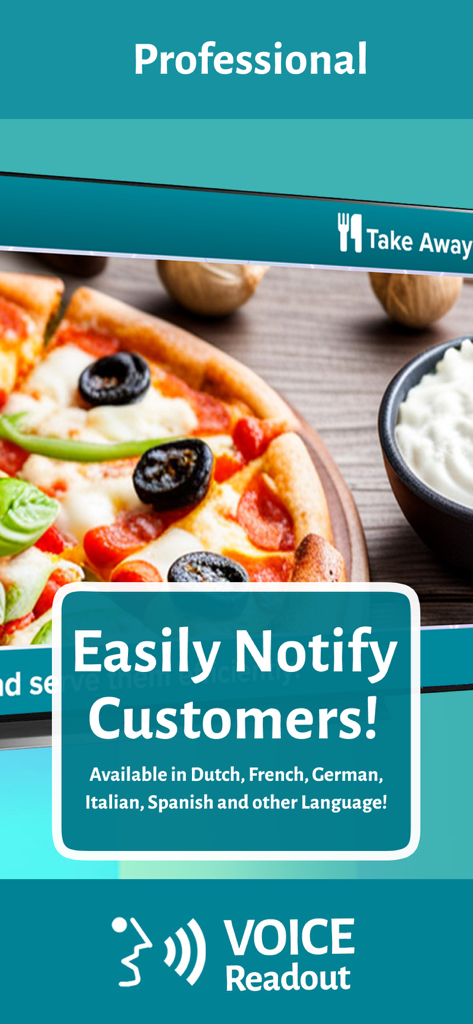 Interface de l'application OrderReady pour notifier les clients avec lecture vocale et prise en charge multilingue