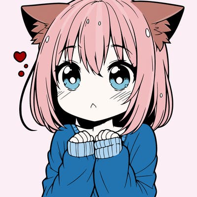shy anime catgirl