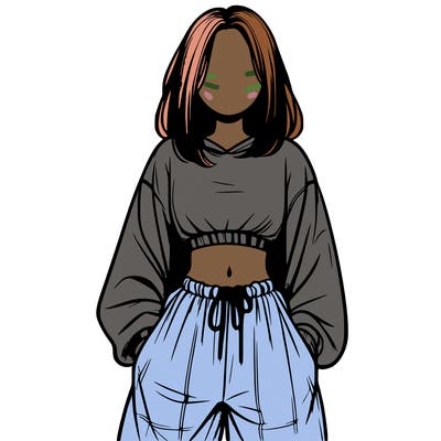 realistic girl faceless with baggy pants and a crop top