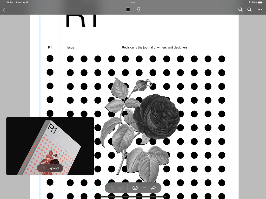 LiveSurface Vision - Graphic design interface showing a 2D rose and dot pattern being applied to a 3D book mockup in LiveSurface Vision