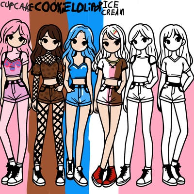 a group of girls wearing crop tops and shorts