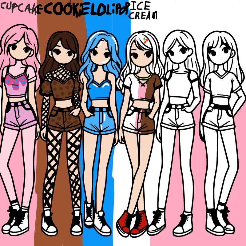 a group of girls wearing crop tops and shorts