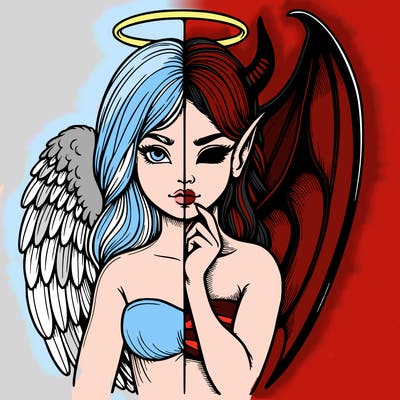 realistic angel half demon