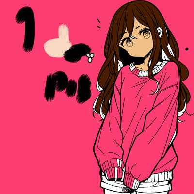 manga teen girl  in a sweater and baggy pants