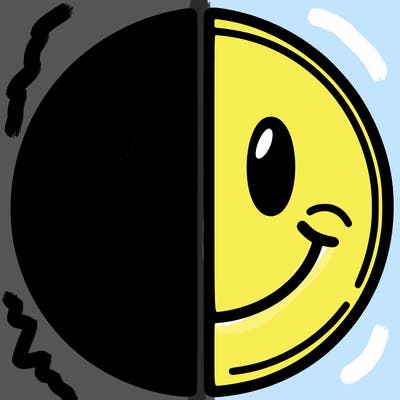 smiley face cut in half