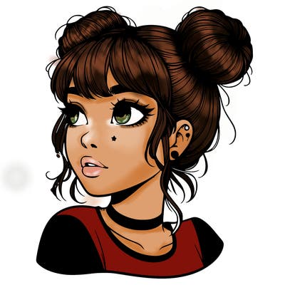 realistic girl with spacebuns