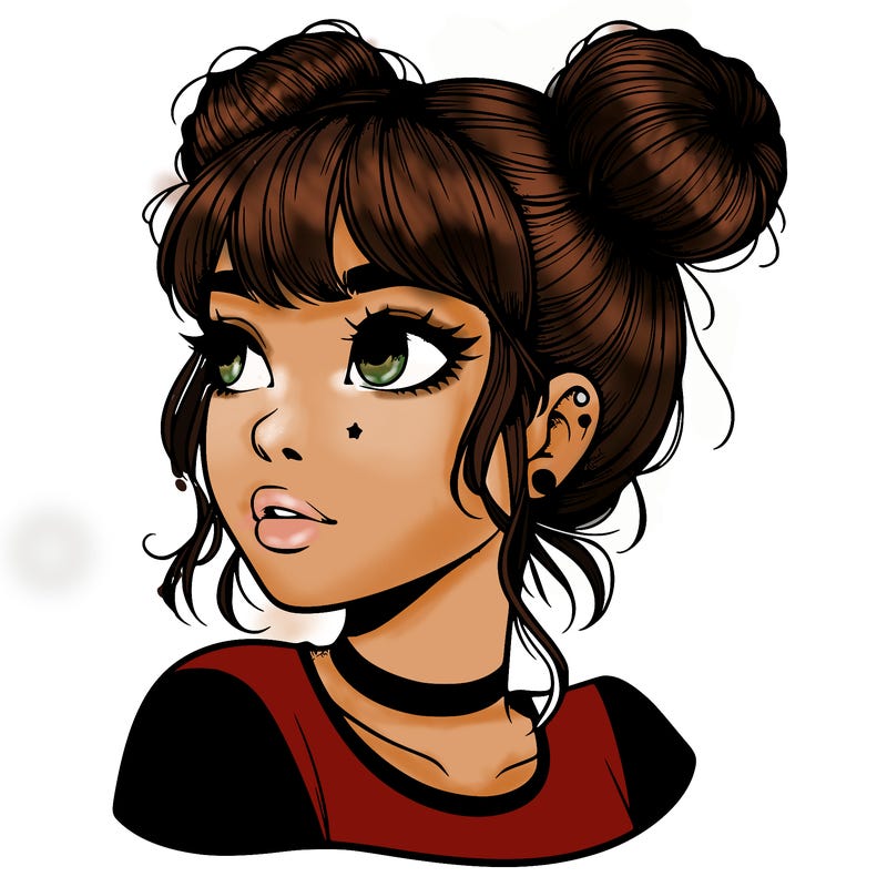 realistic girl with spacebuns
