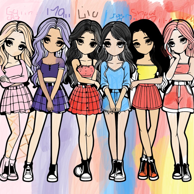 a group of girls realistic