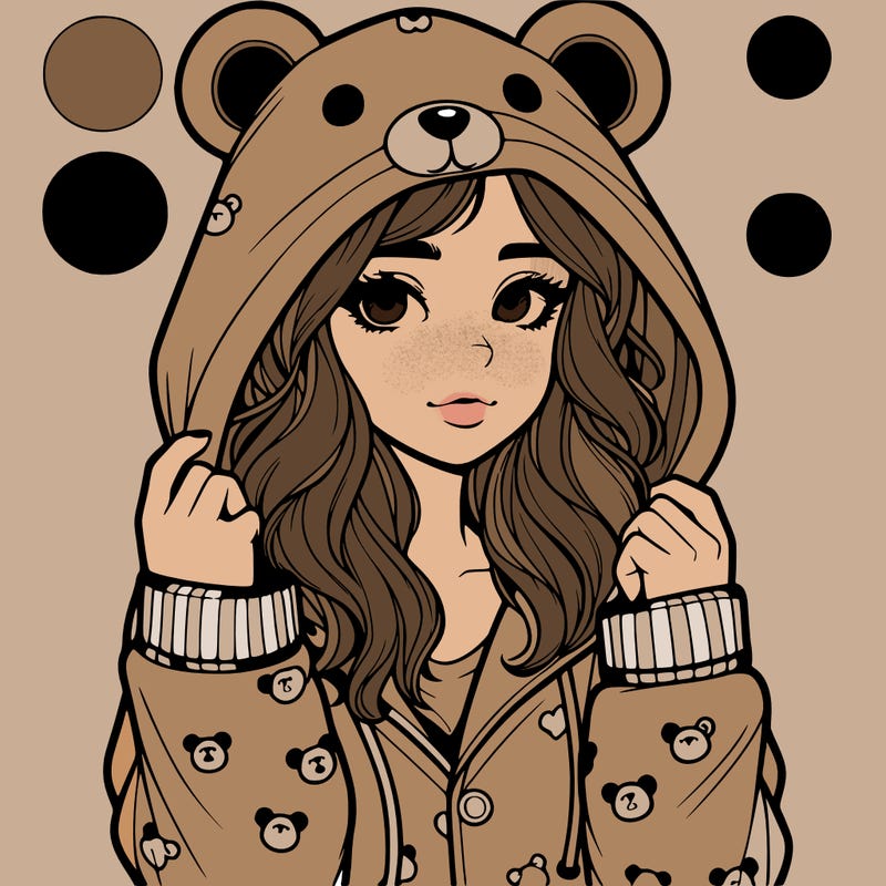 realistic girl in a animal pjs hoodie