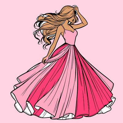 realistic woman with dress flowing in the wind