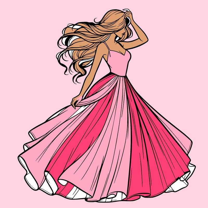 realistic woman with dress flowing in the wind