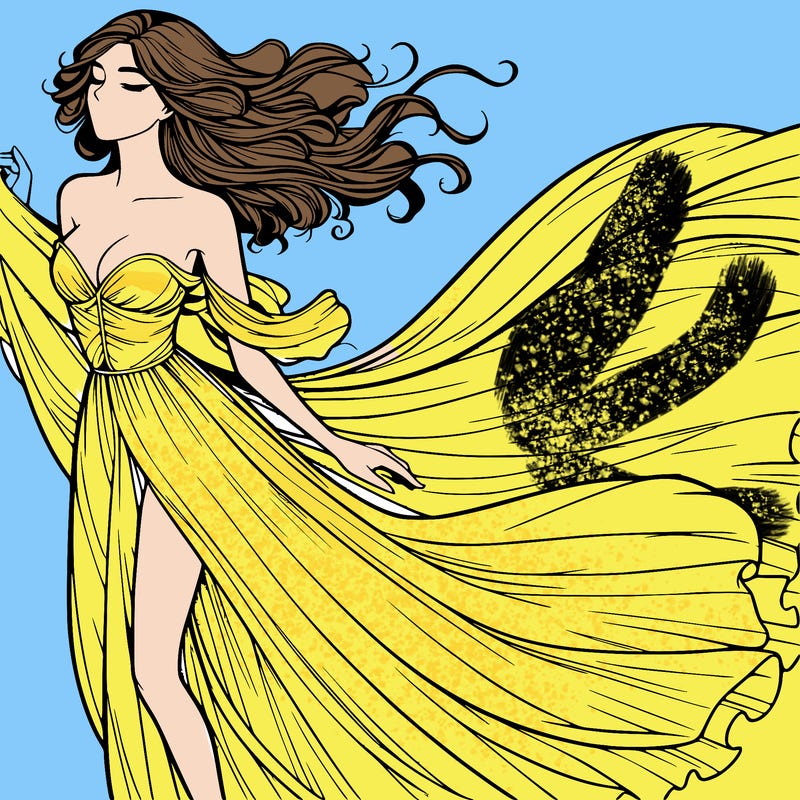 realistic woman in dress flowing the the wind