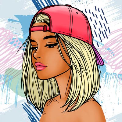 realistic  girl with a backwards hat