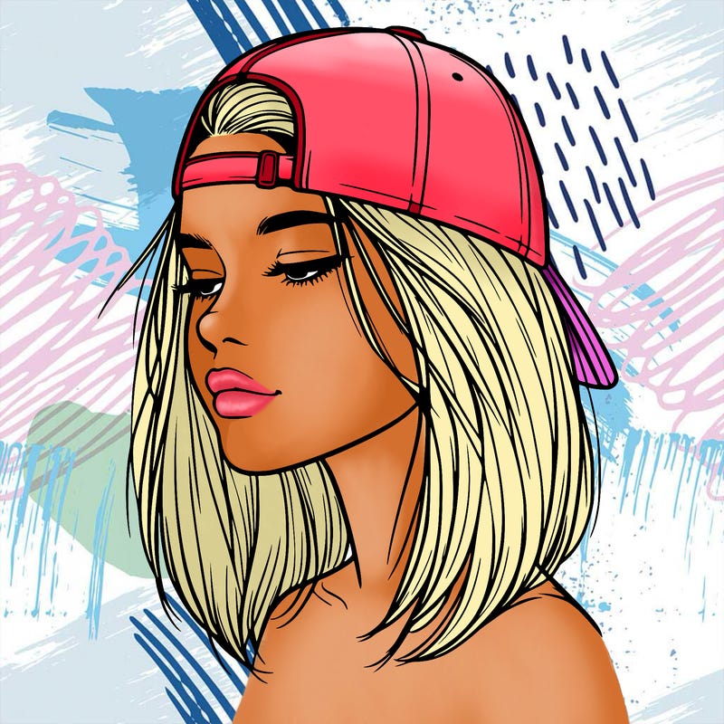 realistic  girl with a backwards hat