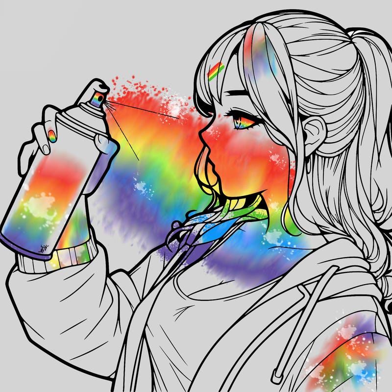 a realistic girl spray, painting