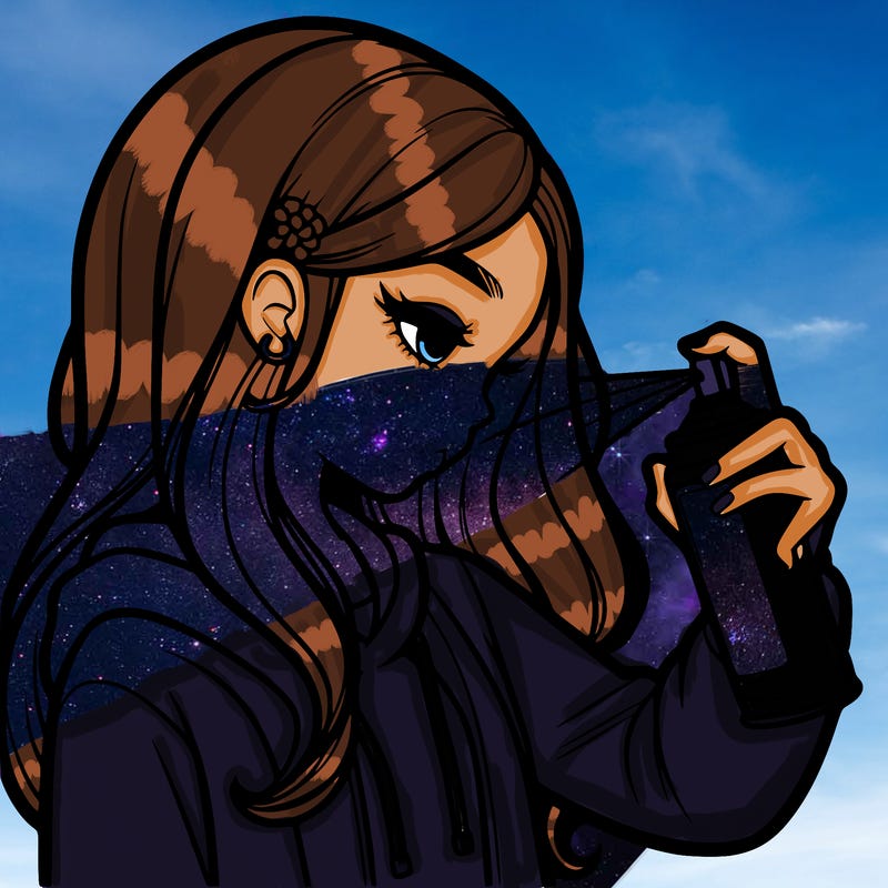 a realistic girl spray painting