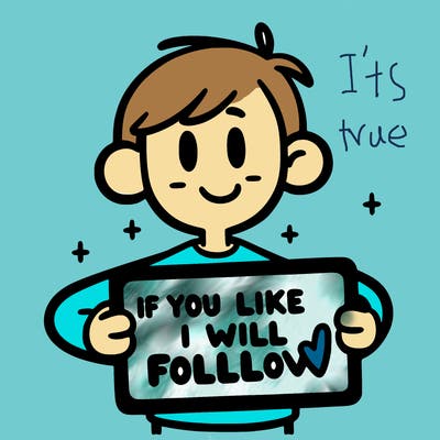 a person holding a sign that says if you like i will follow