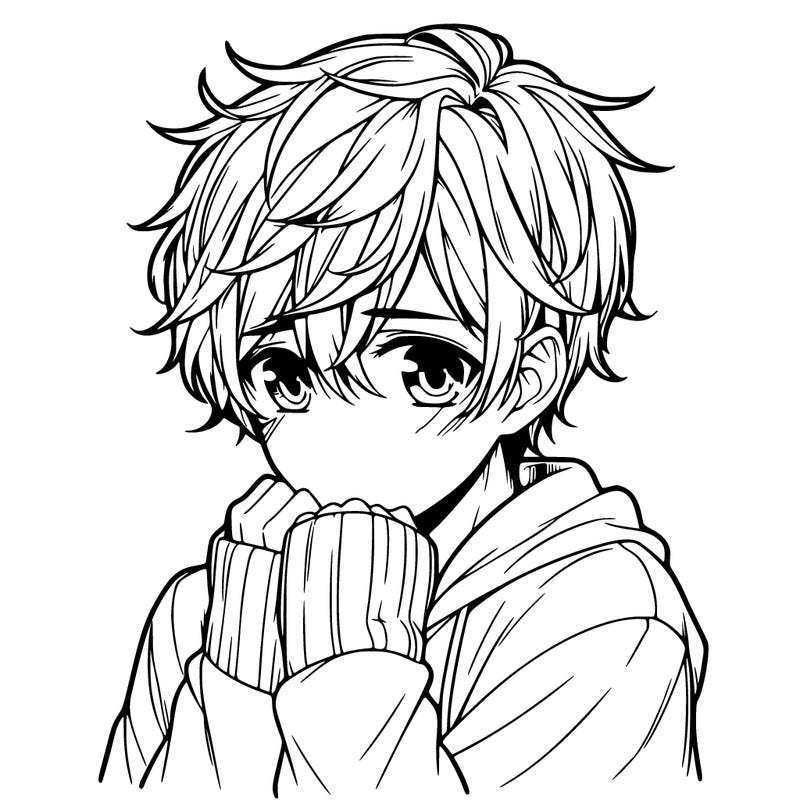 shy realistic anime guy