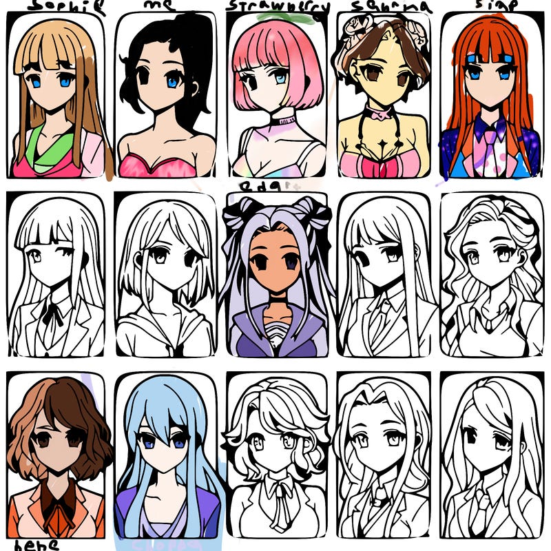 girls that look diffrent anime