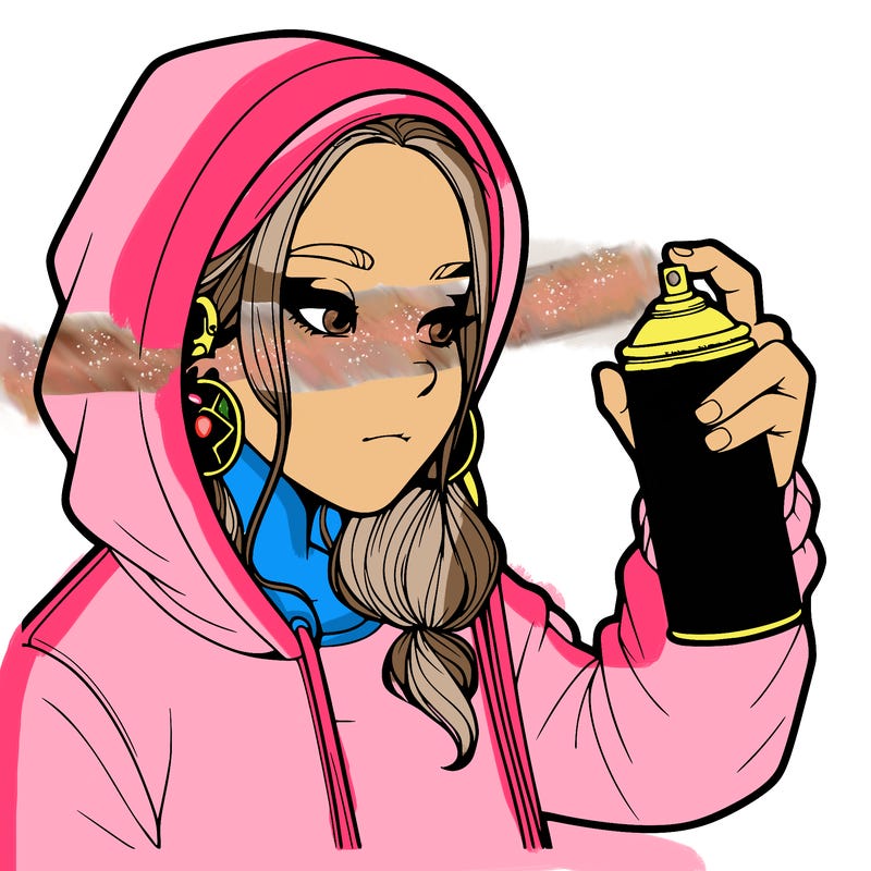 a realistic girl, spray painting