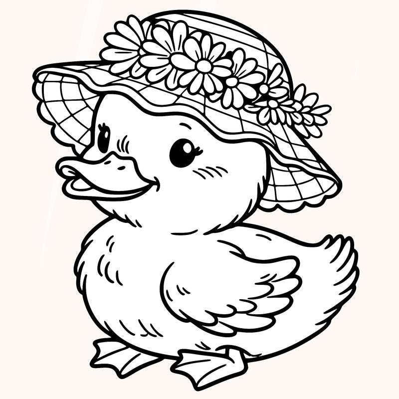 duckling wearing a flowery hat