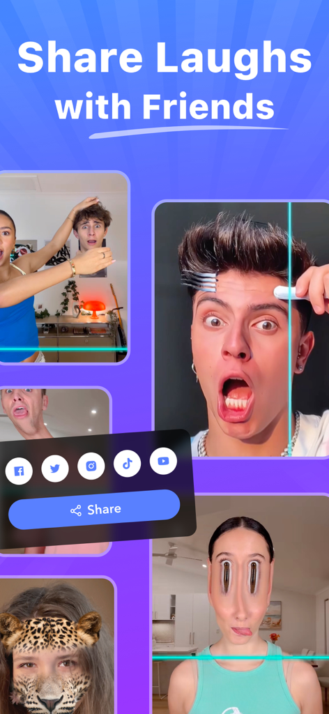 Examples of funny time warp scan filters with social media sharing options