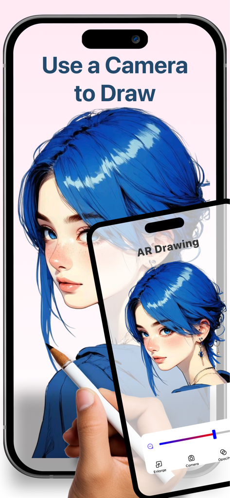 Drawing Desk: Sketch Paint Art - Fonction de dessin AR sur un smartphone montrant un aperçu de la caméra pour esquisser des portraits