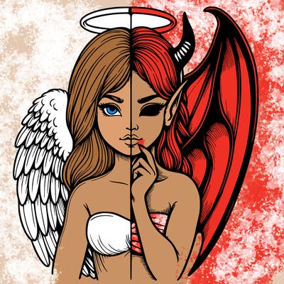realistic angel half demon