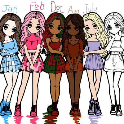 a group of girls realistic