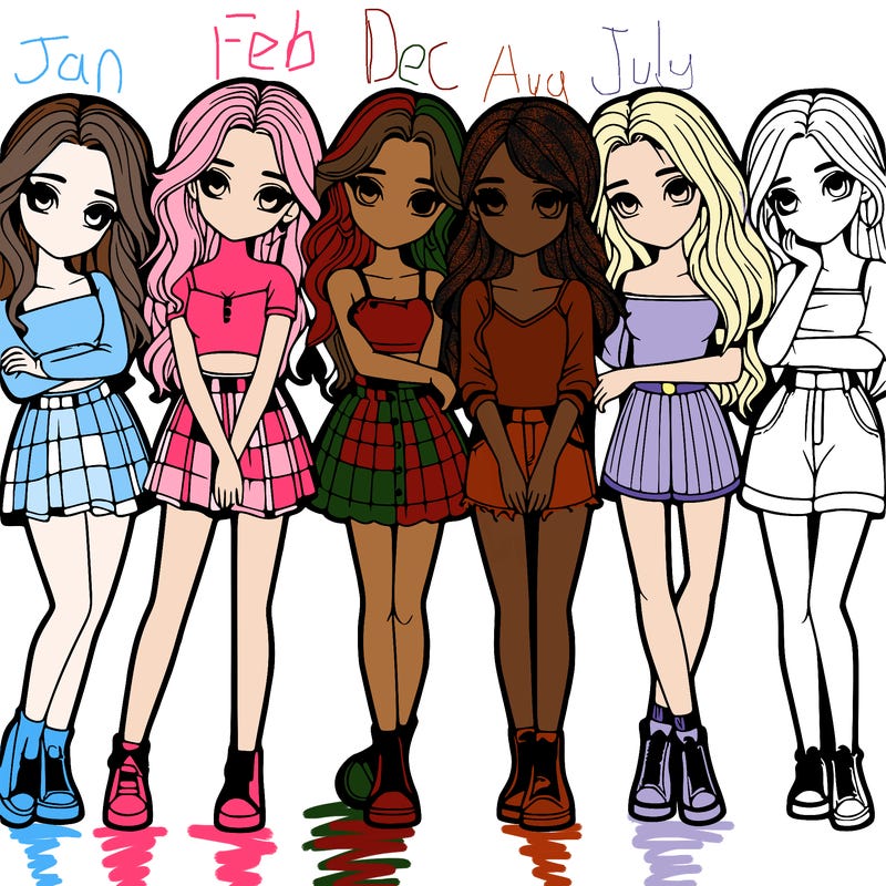 a group of girls realistic