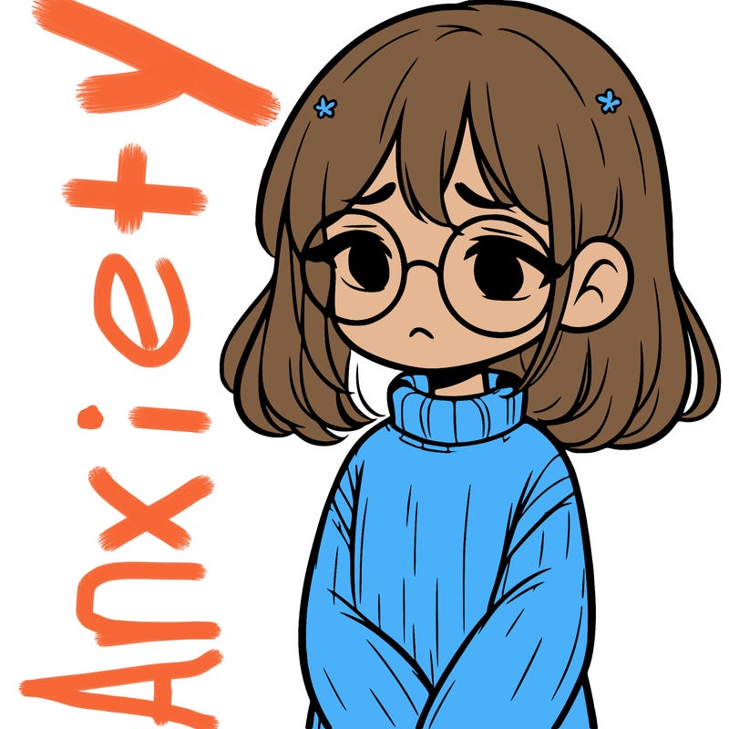 sad girl with glasses in a sweater