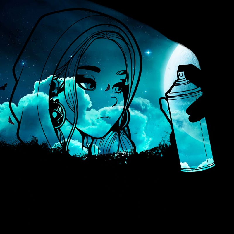a realistic girl, spray painting