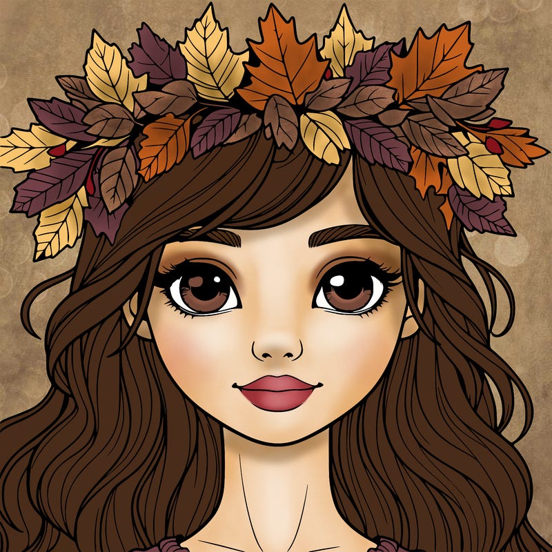 realistic girl with fall leaf crown