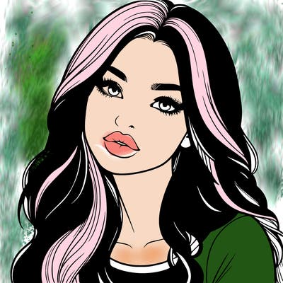 realistic girl with hair on her hair and lips